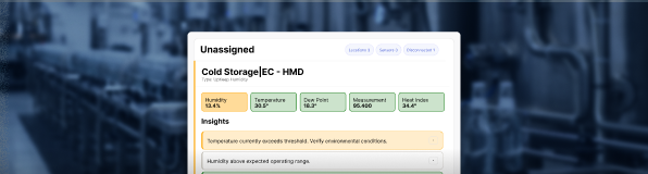 Cold storage sensor readings with temperature and humidity insights