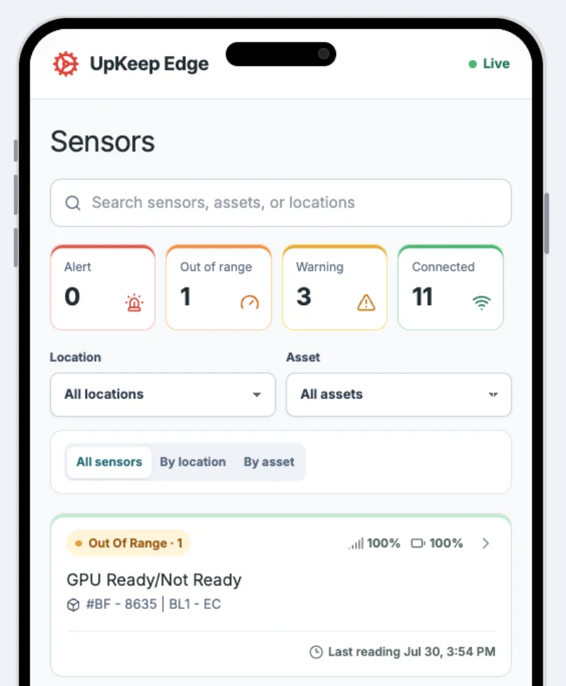Edge Mobile running inside UpKeep