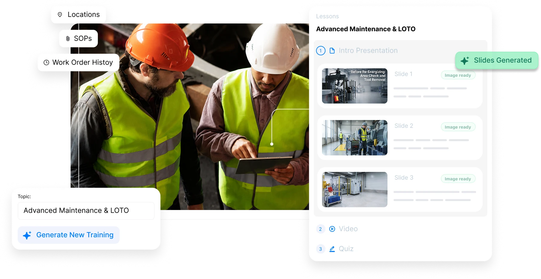 UpKeep Learn generating an Advanced Maintenance & LOTO training course with AI